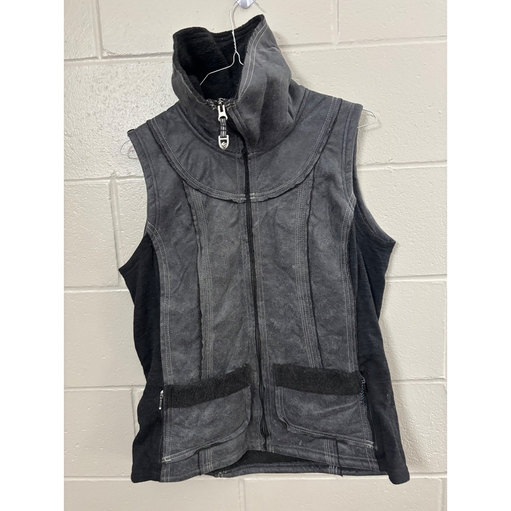 Kuhl Projekt Women Charcoal Gray Full Zip Fleece Lined High Neck Vest 2088 L